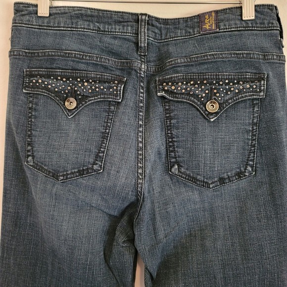 Aura Womens Bootcut Leg Rhinestones Jeans Size 8 S Dark Wash Western Denim - Picture 8 of 15